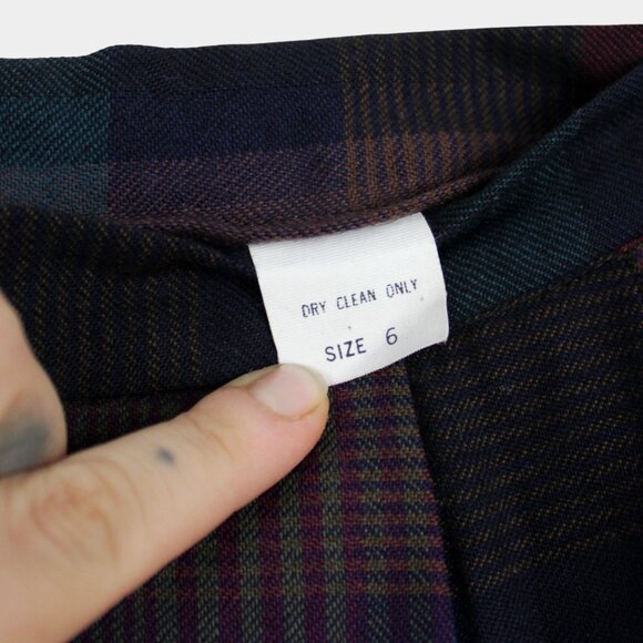 Vintage 70s / 80s Pleated Purple Plaid Midi Skirt w/ Pockets Size Small - Picture 7 of 7